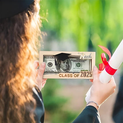 Personalized Graduation Cap Scroll Wooden Money Holder