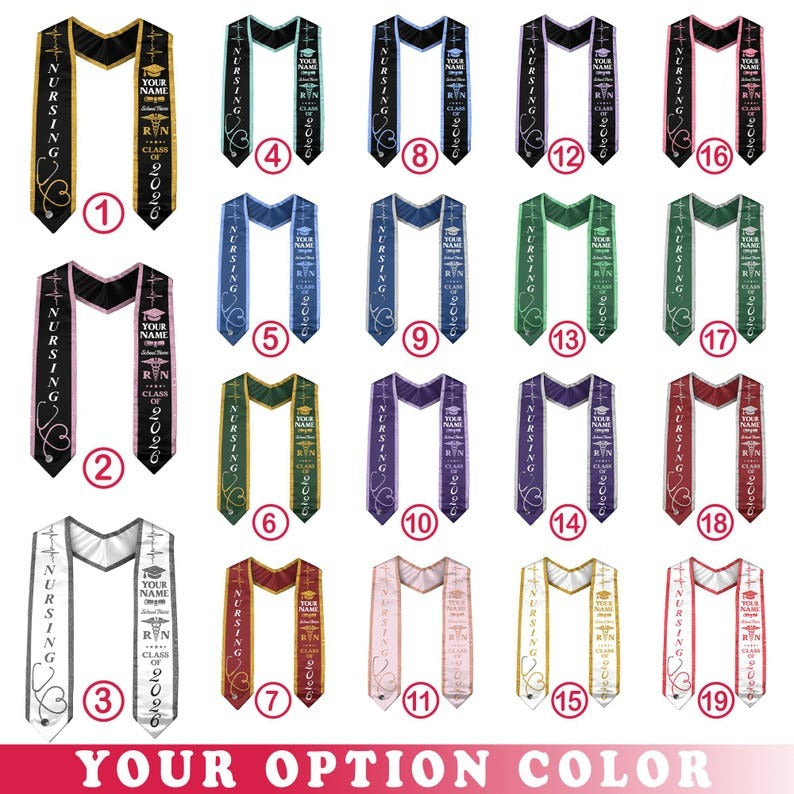 Customized Nursing Stole, Nursing Graduation Stole, RN Stole Nursing