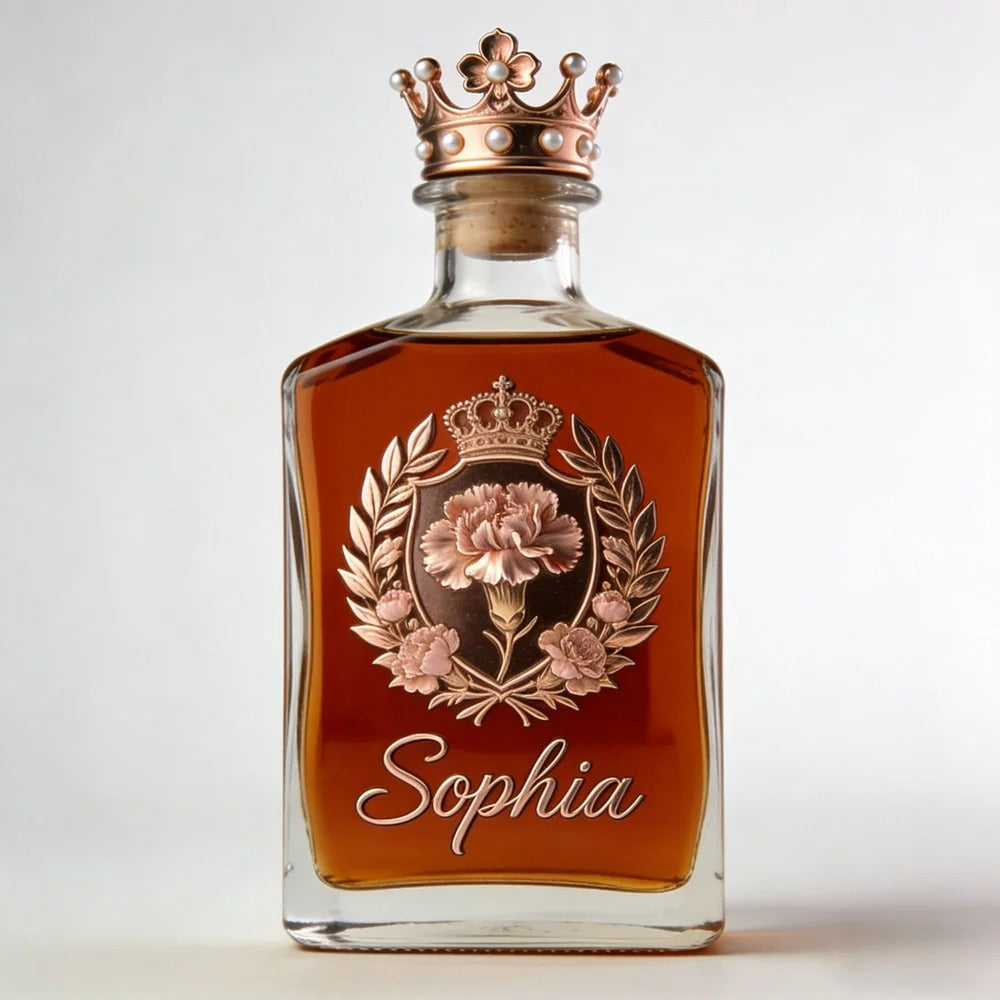 Custom Engraved Carnation Whiskey Bottle & Glass Set