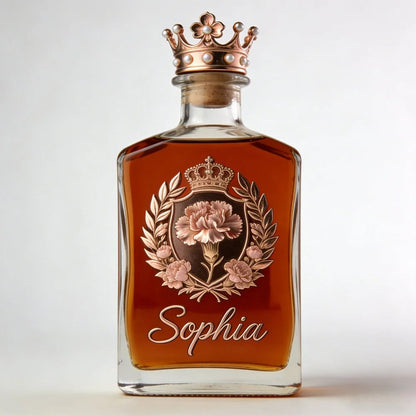 Custom Engraved Carnation Whiskey Bottle & Glass Set