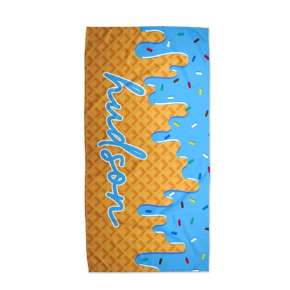 Personalized Ice Cream Drip Beach Towel Birthday Gift For Boys and Girls