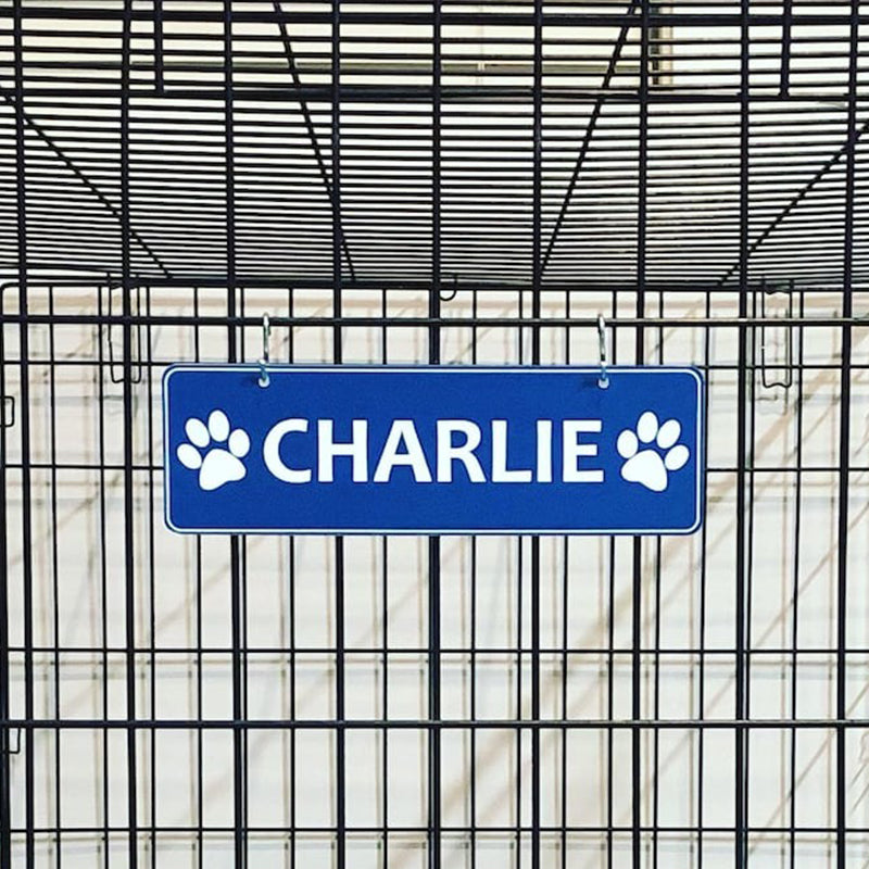 Kennel Pet Name Plate Dog Paw Crate Pet Tag Doghouse Sign