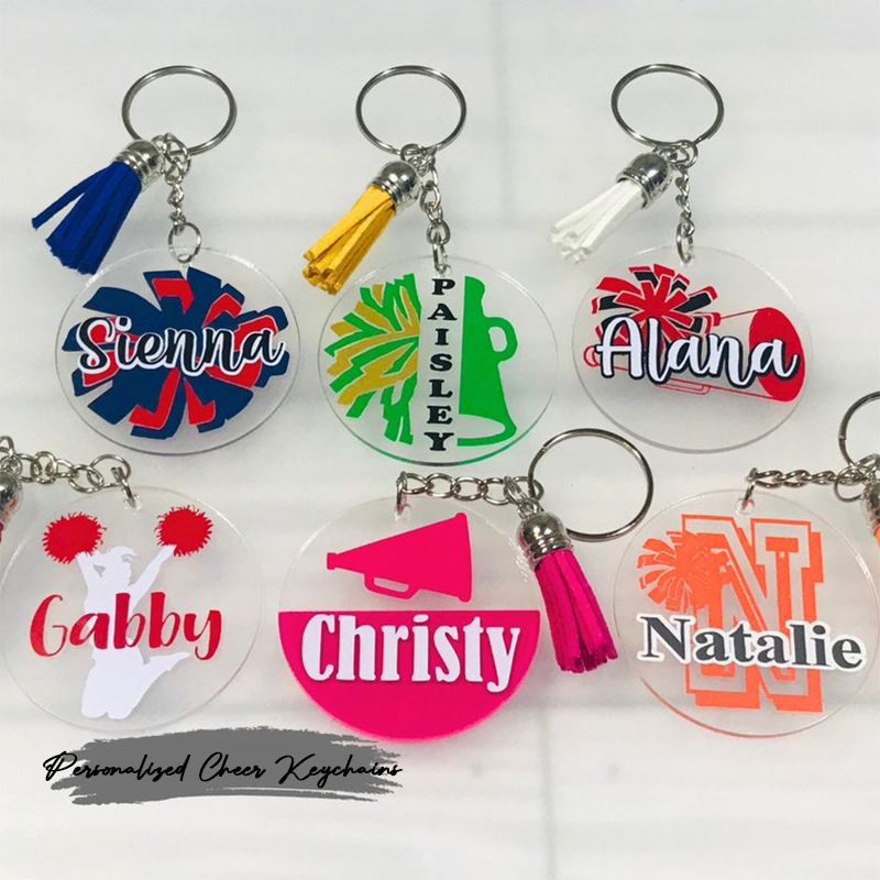 Personalized Cheer Keychains, Cheerleader Bag Tag, Cheer Team