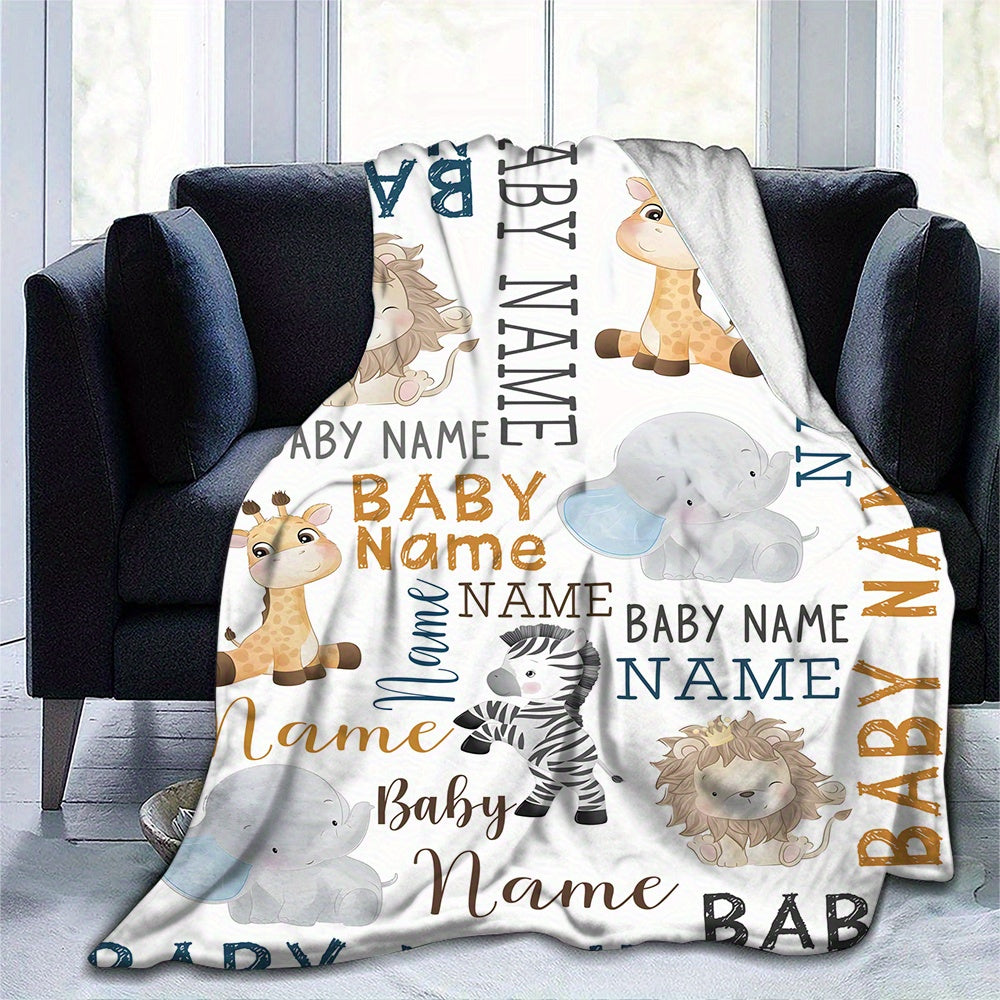 Custom Your Name, Animal Flannel Fleece Blanket