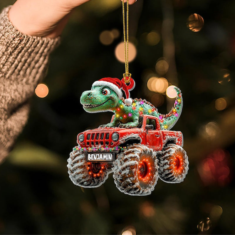 Custom Dinosaur Christmas Ornament, Monster Truck Ornament