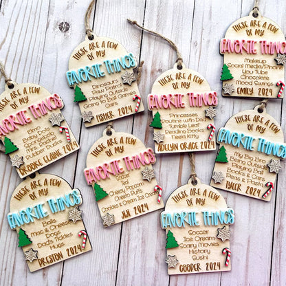 Custom Kid's Christmas Ornament, My Favorite Things
