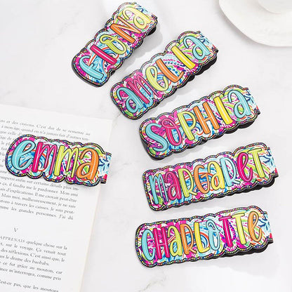 Personalized Bright Paisley Floral Doodle Magnetic Bookmark