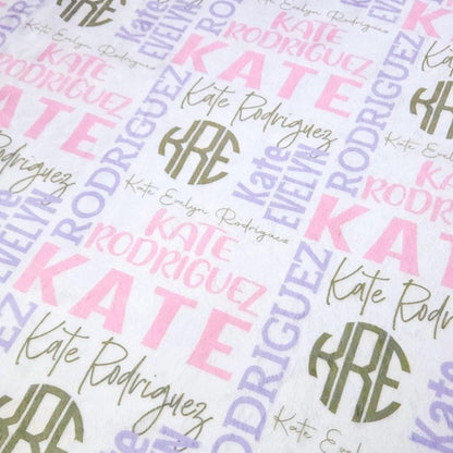 Personalized Baby Blanket, Custom Monogram Name Blanket