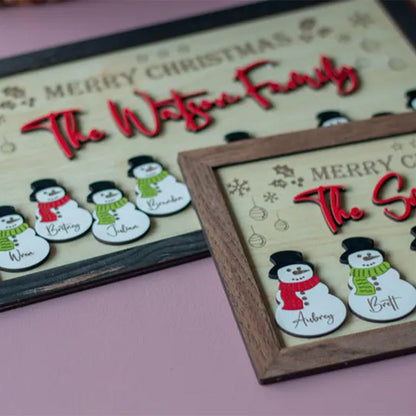 Personalized Snowman Family Sign: Custom Christmas Decor