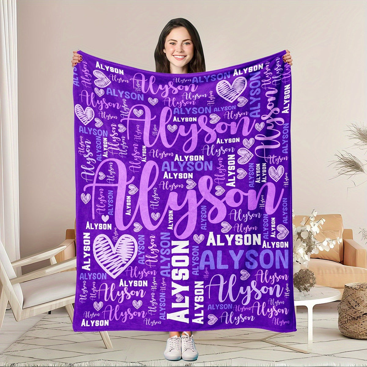 Custom Name Blanket for Boys & Girls - Soft Flannel Personalized Throw