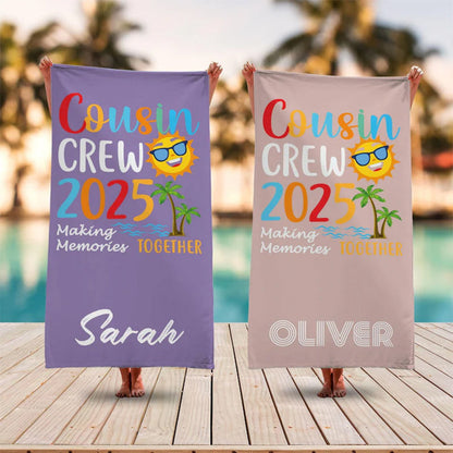 Custom Cousin Crew Beach Towel, Summer Beach Gift For Cousin
