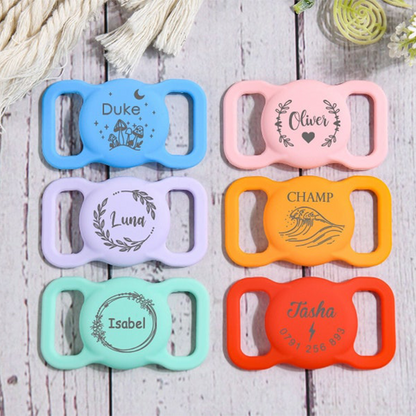 Pet AirTag Collar Holder,Slide on Dog Name Tag,Custom AirTag Cat Collar