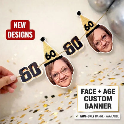 Custom Face Birthday Banner, Personalized Party Decor