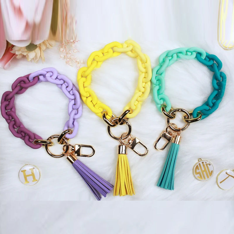 Personalized Chunky Chain Link Wristlet Keychain