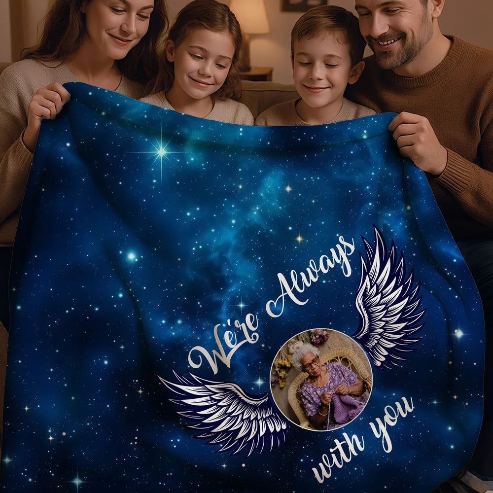 Personalized Starry Sky Angel Wing Photo Blanket