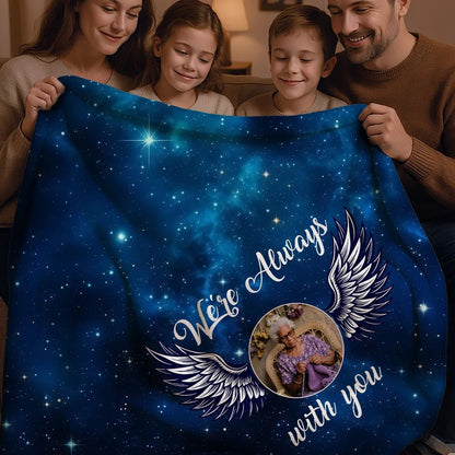 Personalized Starry Sky Angel Wing Photo Blanket