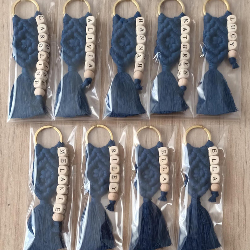 Custom Macrame Name Keychain, Personalized Boho Bag Charm