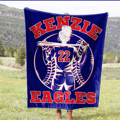 Softball Gift, Personalized Blanket with Name