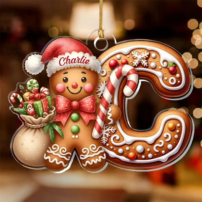 Custom First Letter Gingerbread Ornaments, Personalized Alphabet Letters