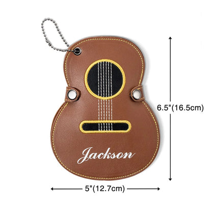 Personalized Guitar-Shaped Portable PU Leather Guitar Picks Storage Case
