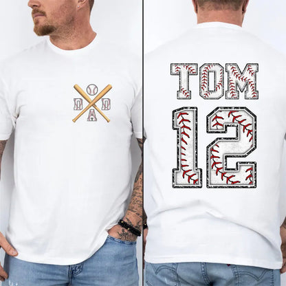 Custom Baseball Dad Shirt With Kids Number and Name