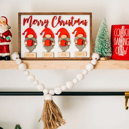 Merry Christmas Gnome Family Sign - Gnome Family Decor