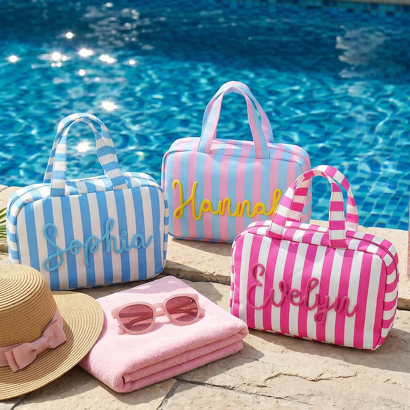 Custom Expandable Foldable Toiletry Bag, Personalized Hanging Travel Makeup Bag with Hook