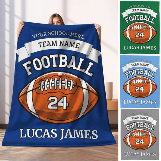 Personalized Football Blanket, American Football Boy Name Blanket