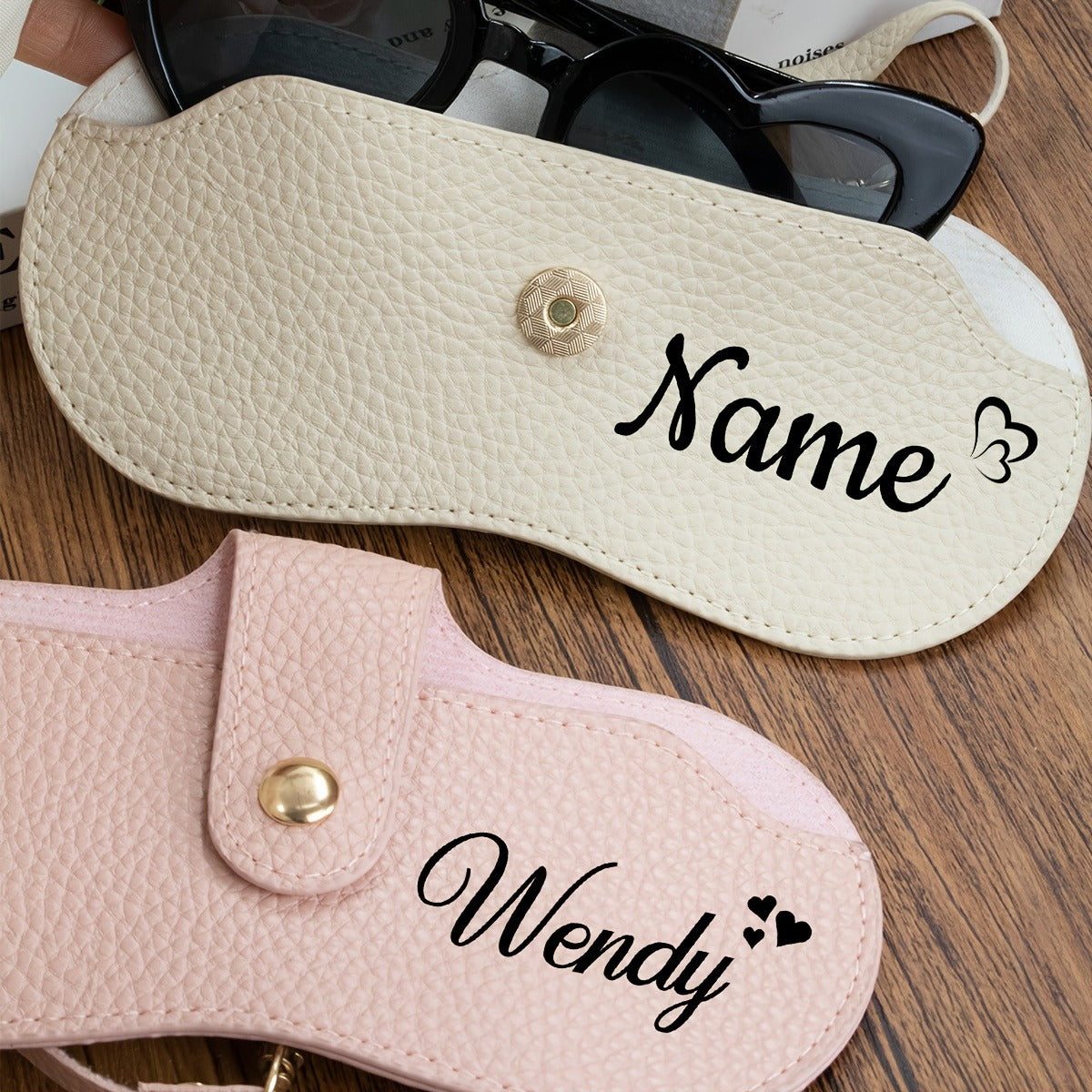 Customizable Soft Faux Leather Eyeglass Case with Name