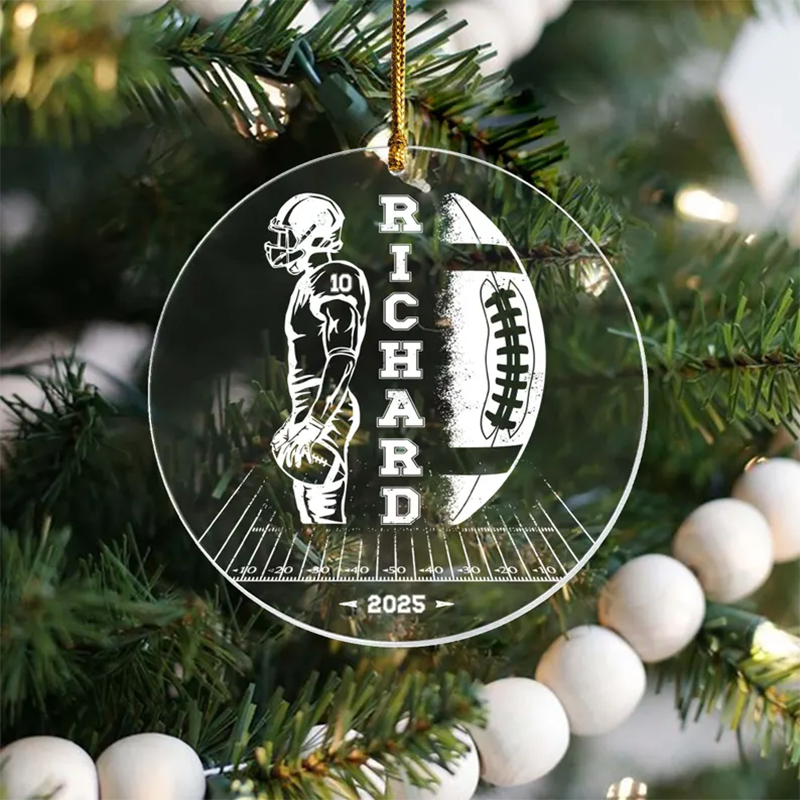 Football Ornament with Name and Number, Custom Name Football