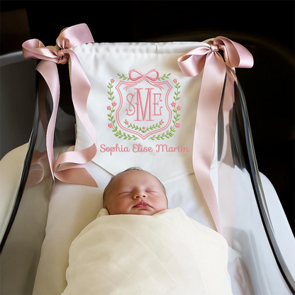 Custom Baby Banner, Welcome Banner with Floral Crest