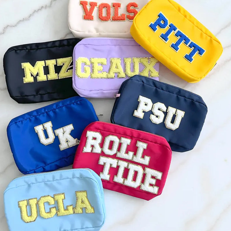 Medium Nylon Travel Pouch, SEWN ON Patches, Personalized