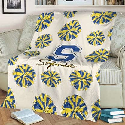Custom Cheerleader Pom-Pom Blanket with Name
