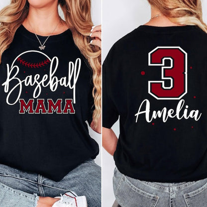 Comfort Colors Baseball Mama Shirt, Personalized Baseball Mom Tee