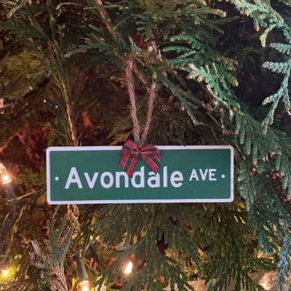 Street sign ornament  custom laser engraved acrylic ornament