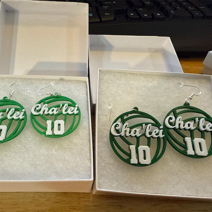 Custom Basketball Earrings - Personalized Name & Number