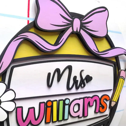 Door Welcome Sign, Teacher Name, Composition Decor