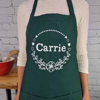 Customizable apron embroidered Personalized name kitchen apron with pockets