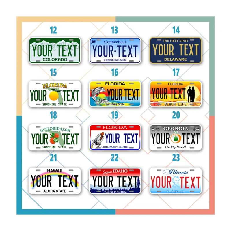 Custom Mini state License Plates | All 50 Sates | 4x2 - 6x3