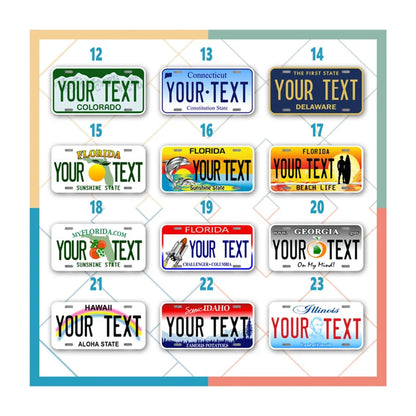 Custom Mini state License Plates | All 50 Sates | 4x2 - 6x3