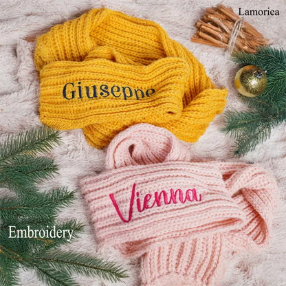 Custom Knitted Kids Winter Scarf, Handmade Kid Name Scarf