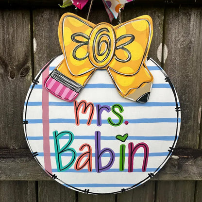 Teacher Door Hanger  Pencil Bow | New Teacher Door Hanger