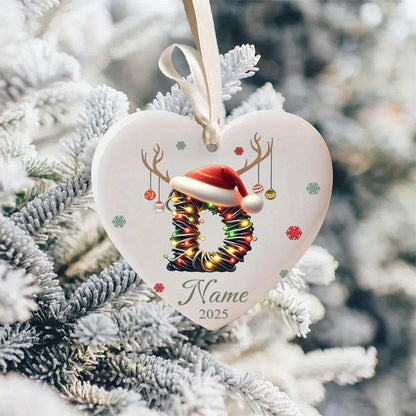 Personalized Christmas Initial Name Heart-Shaped Ornament
