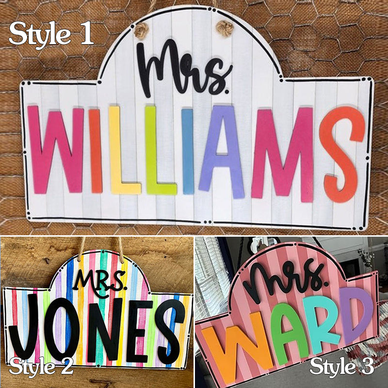 Personalized Teacher Door or Wall Sign, Classroom Sign, 3D or Print Teacher Name Sign