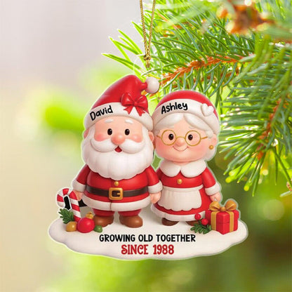 Personalized Santa Couple Growing Old Together Acrylic Ornament