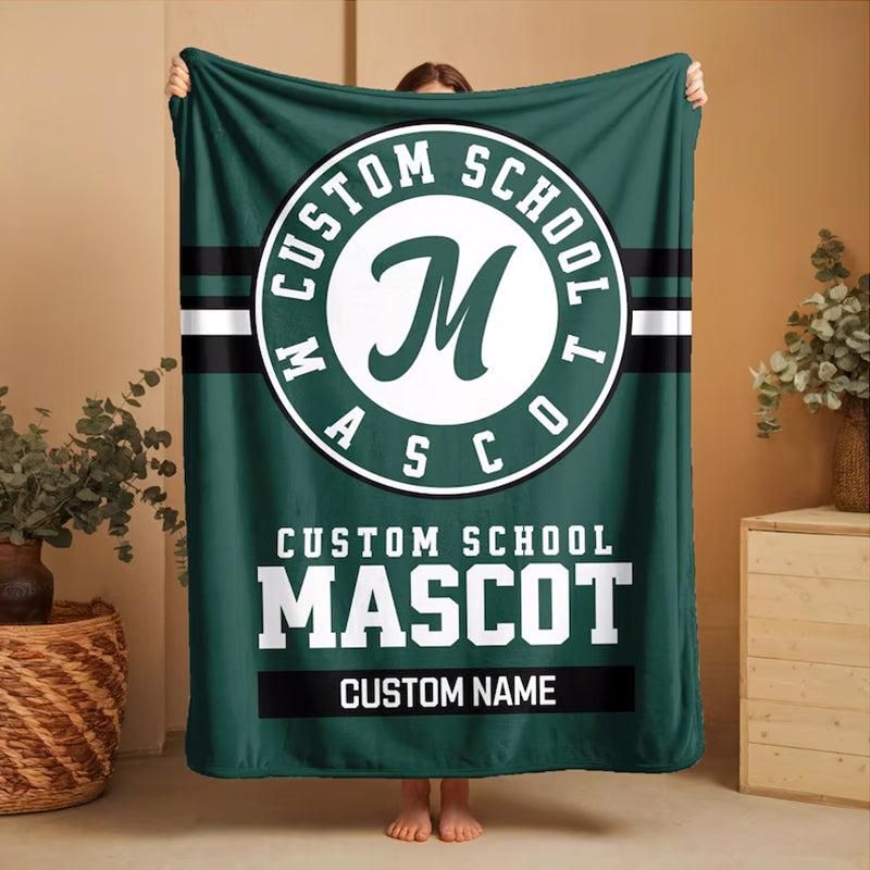 Custom Team Blanket, School Sport Team Logo Personalized Blanket With Name