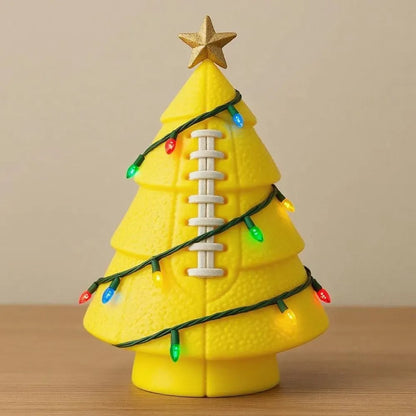 Football-Shaped Christmas Tree Resin Ornament with Football Field Goal Design
