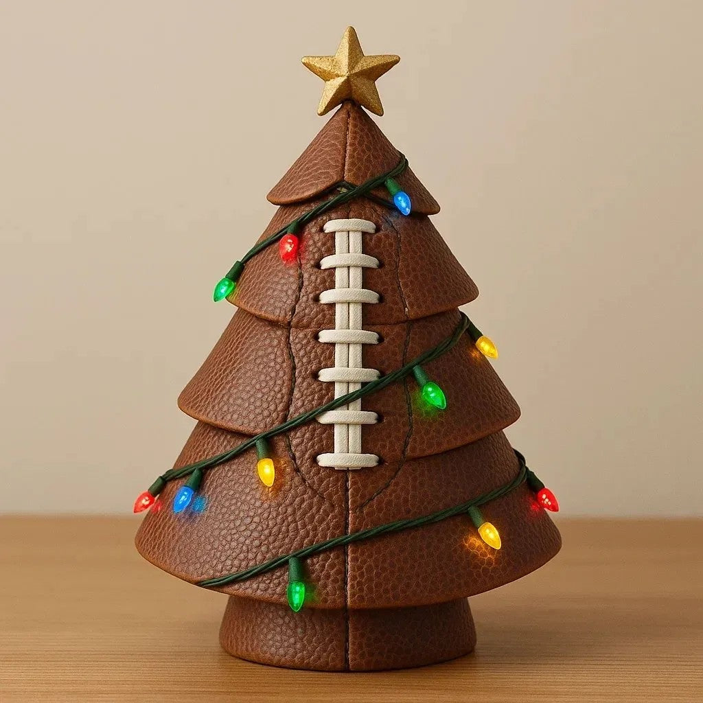 Football-Shaped Christmas Tree Resin Ornament with Football Field Goal Design