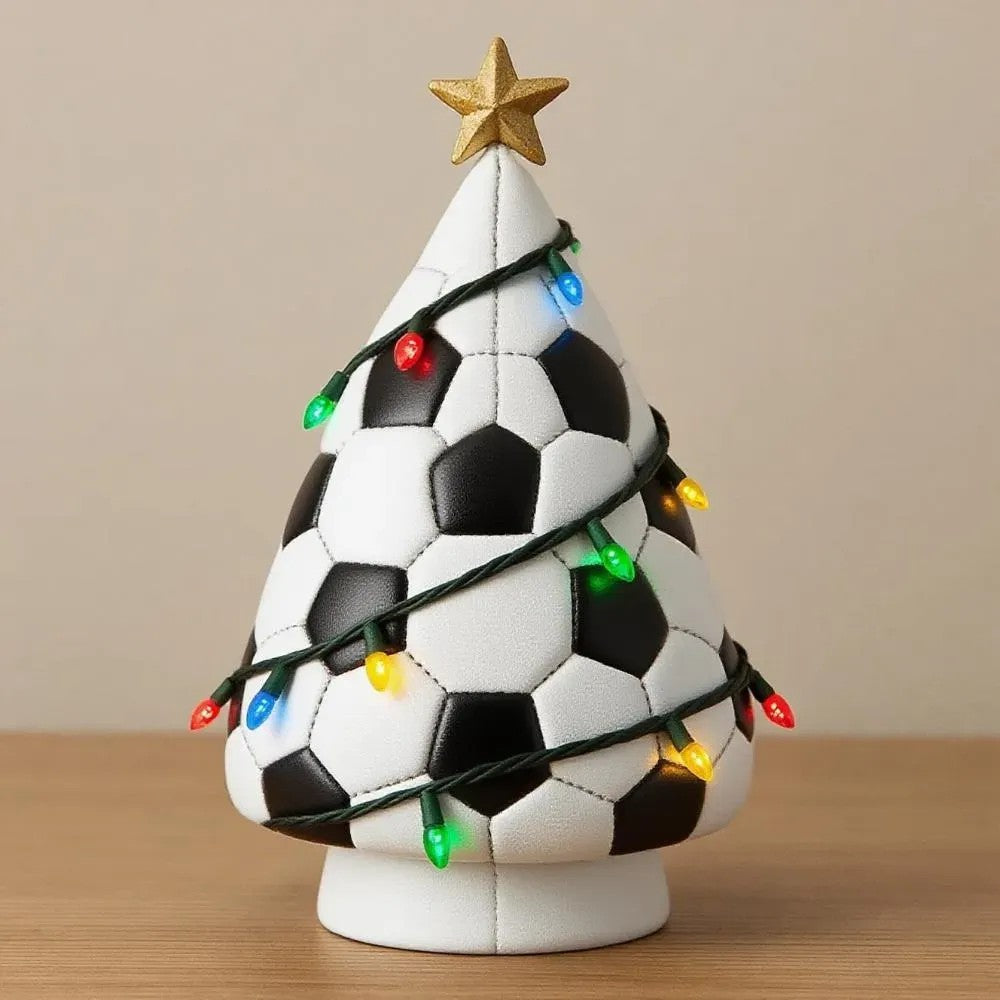 Football-Shaped Christmas Tree Resin Ornament with Football Field Goal Design