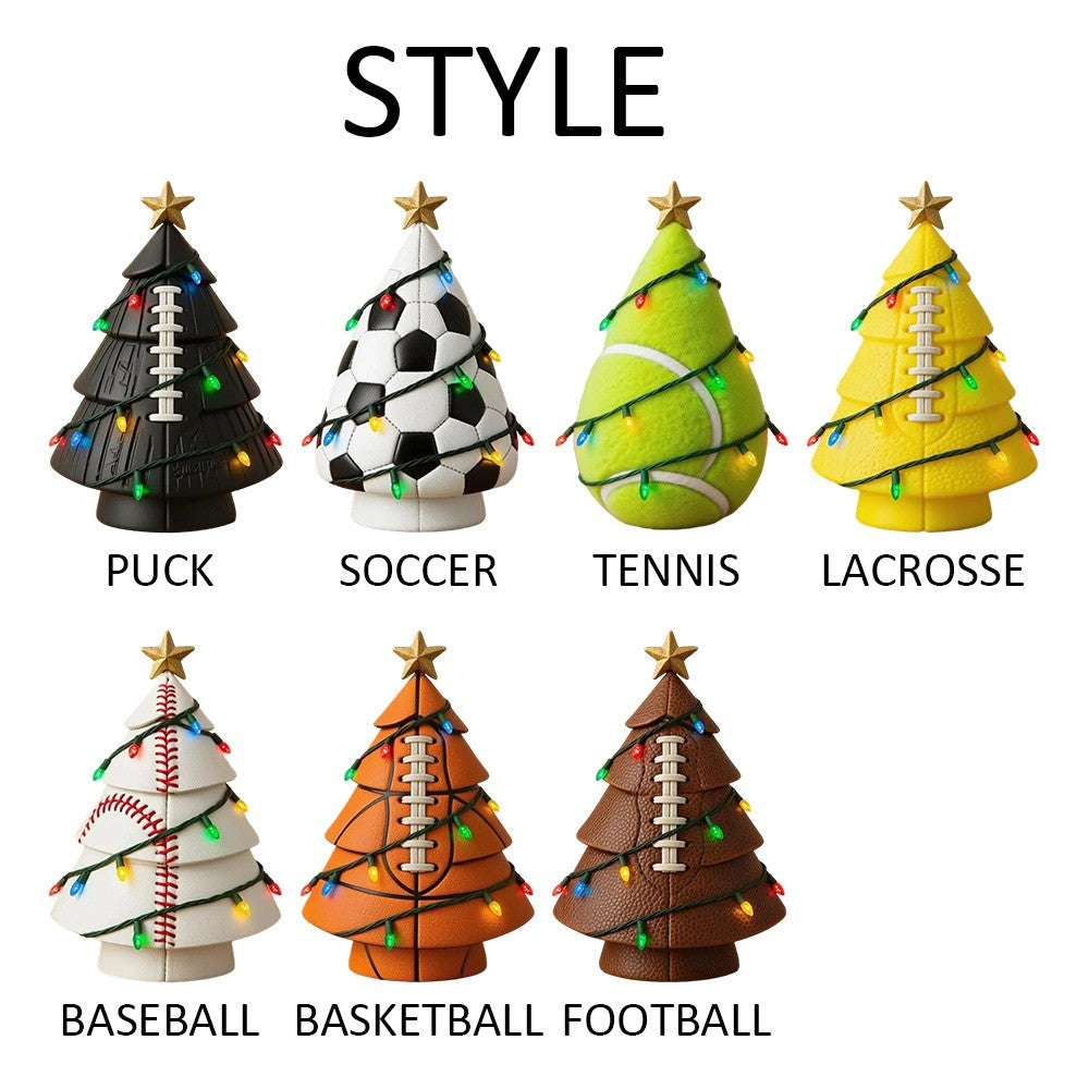 Football-Shaped Christmas Tree Resin Ornament with Football Field Goal Design